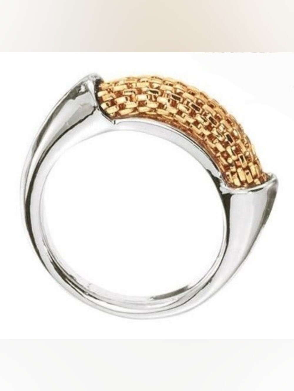NIP Avon Two-Tone Gold & Silver Mesh Ring